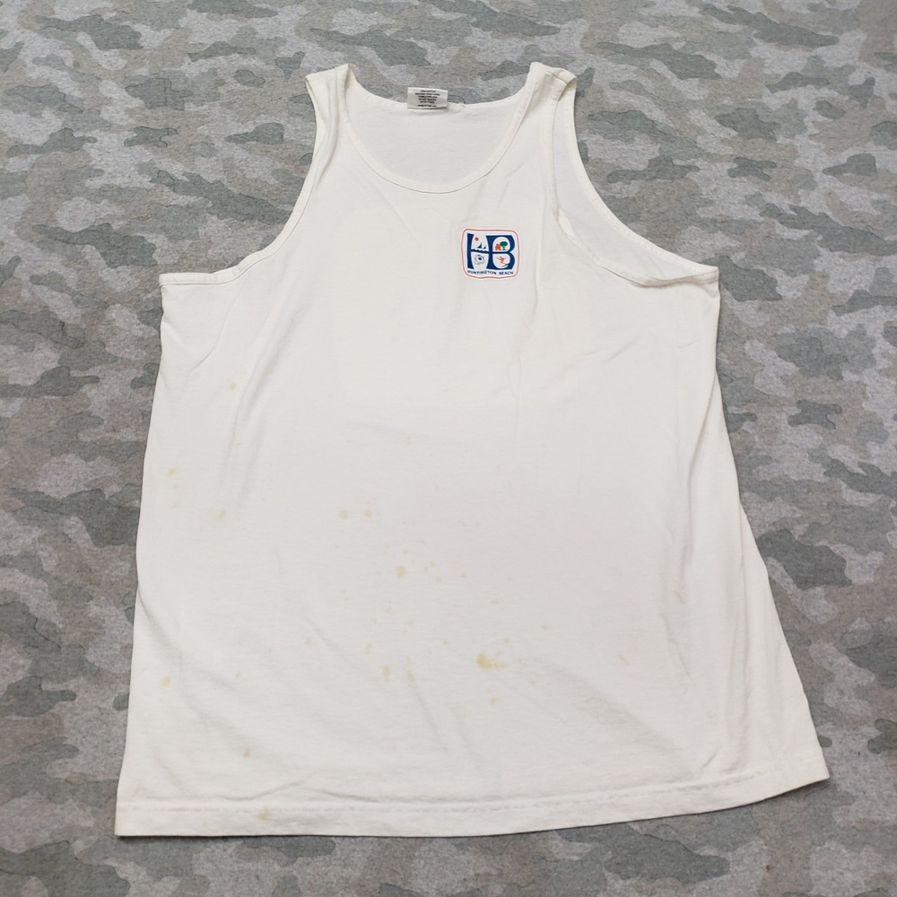 Vintage Jacks Surfboard Tank Shirt Mens XL White Huntington Beach Sleeveless